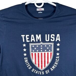 Team USA United States of America Shield Graphic T-Shirt Navy Blue XL Cotton